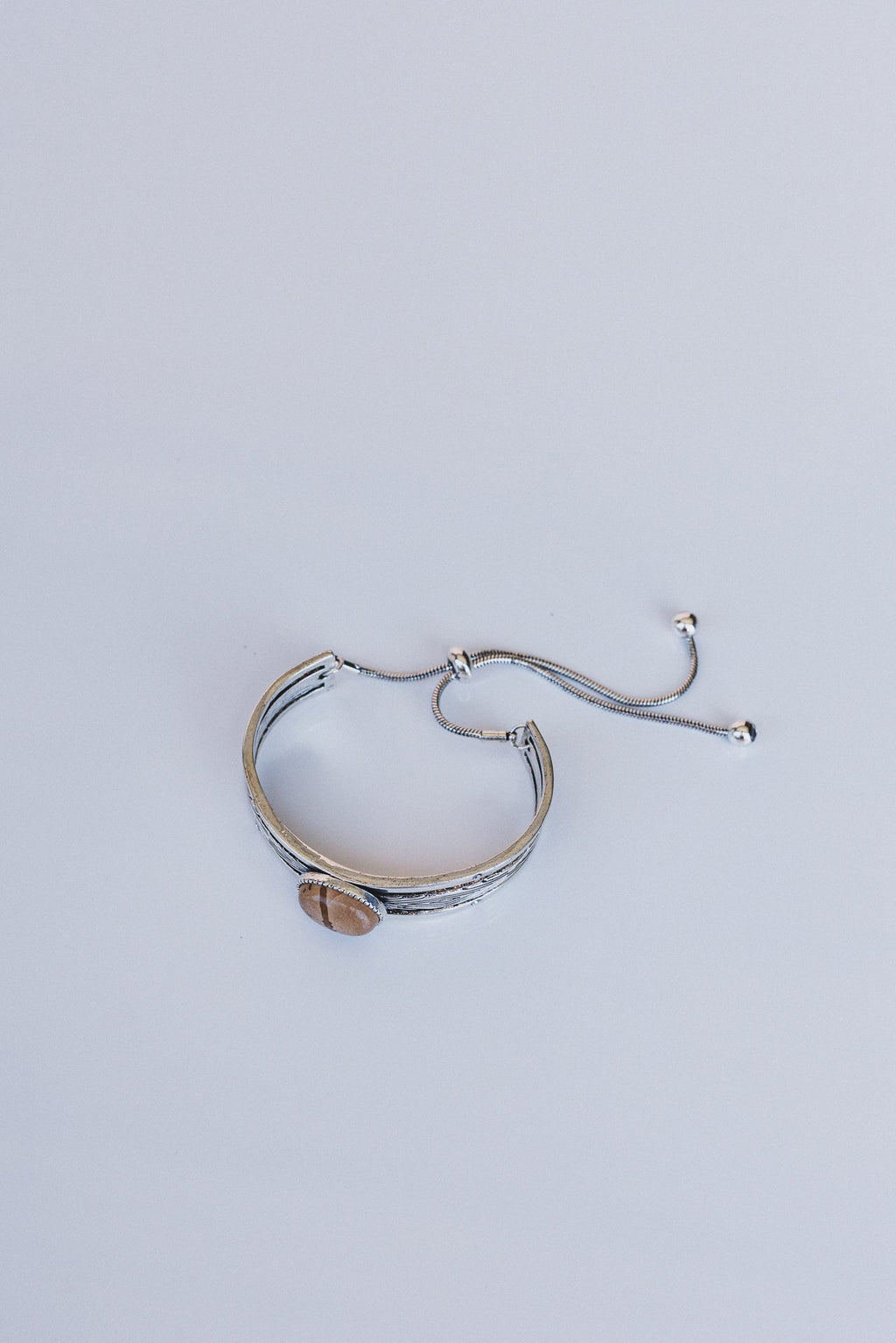 Sundancer Pull Clasp Cuff Bracelet - Jasper Silver