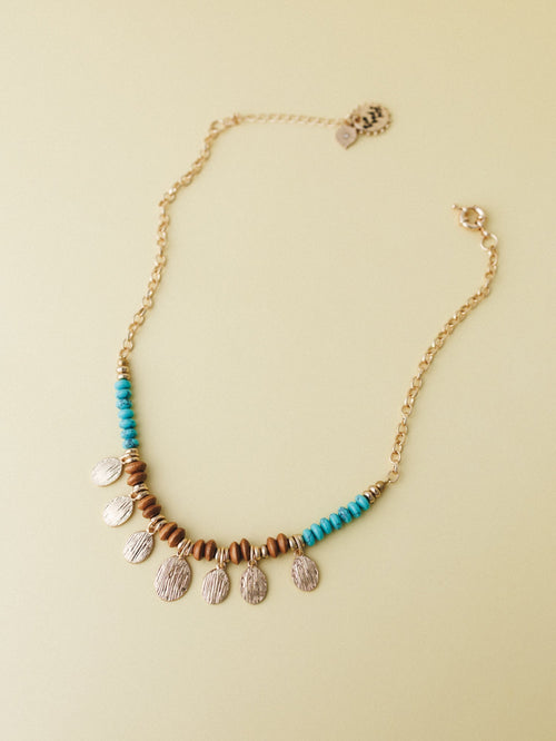 Azure Sun Necklace - Gold Turquoise