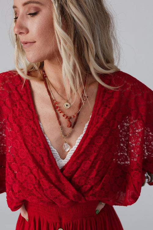 Carnelian Multi Layered Necklace - Rust